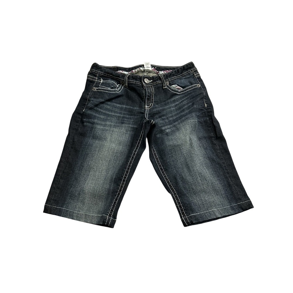 Maurices Denim Bermuda Shorts Womens 5/6 Dark Wash Excellent Contrast Stitch